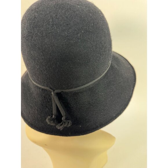 Helen Kaminski Vintage Black Wool Felt Wide Brim Hat Made In Australia main image 8